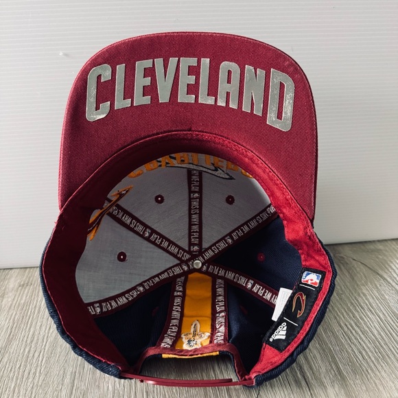 Adidas  Cleveland Cavilers Snapback Flat Brim Hat - Blue/Red/Yellow - Picture 9 of 11